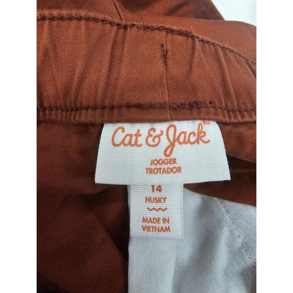 Cat & Jack Boys Jogger Pants Copper Brown Reinforced Knee‎ 14 Husky 046131744